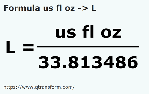 formula Amerykańska uncja objętości na Litry - us fl oz na L