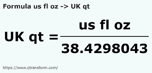 formula US fluid ounces to UK quarts - us fl oz to UK qt