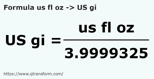 formula Uncii de lichid din SUA in Gills americane - us fl oz in US gi