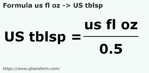 formula Auns cecair AS kepada Camca besar US - us fl oz kepada US tblsp