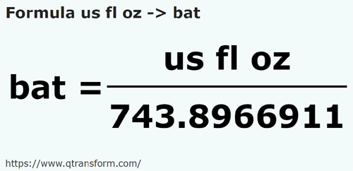 formula US fluid ounces to Baths - us fl oz to bat