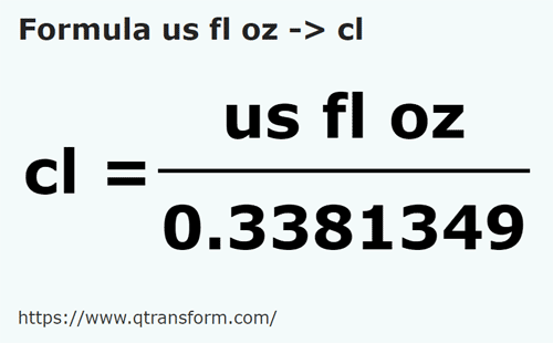 formula Onzas USA a Centilitros - us fl oz a cl