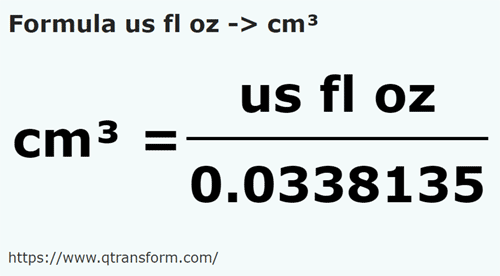 formula Onças líquidas americanas em Centímetros cúbicos - us fl oz em cm³
