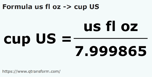 formula Onças líquidas americanas em Copos americanos - us fl oz em cup US