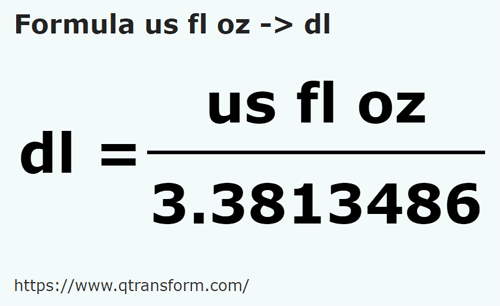 formula Onzas USA a Decilitros - us fl oz a dl