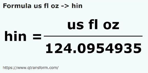 formule Amerikaanse vloeibare ounce naar Hin - us fl oz naar hin