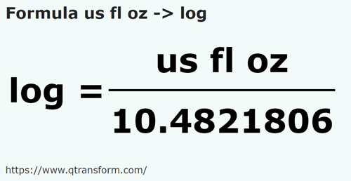 formula Унция авердюпуа в Лог - us fl oz в log