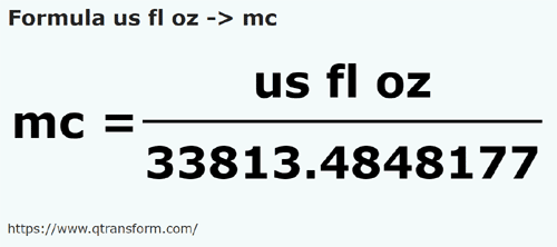 formule Onces liquides américaines en Mètres cubes - us fl oz en mc