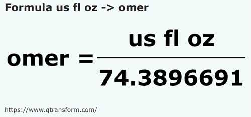 formula Auns cecair AS kepada Omer - us fl oz kepada omer
