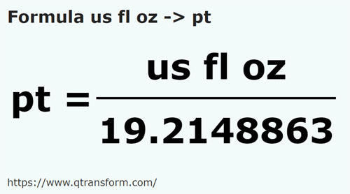 formula Onzas USA a Pintas imperial - us fl oz a pt