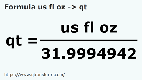 formule Onces liquides américaines en Quart américain liquide - us fl oz en qt