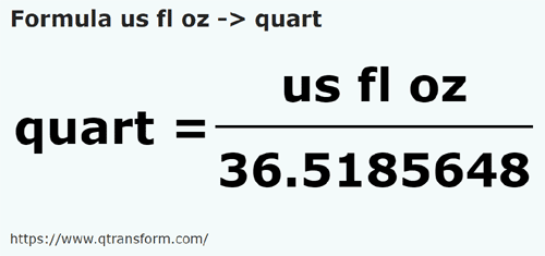 formule Onces liquides américaines en Quart - us fl oz en quart