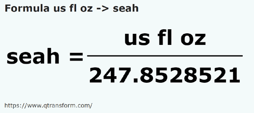 formule Amerikaanse vloeibare ounce naar Sea - us fl oz naar seah