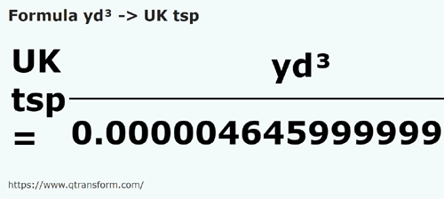 formula Cubic yards to UK teaspoons - yd³ to UK tsp