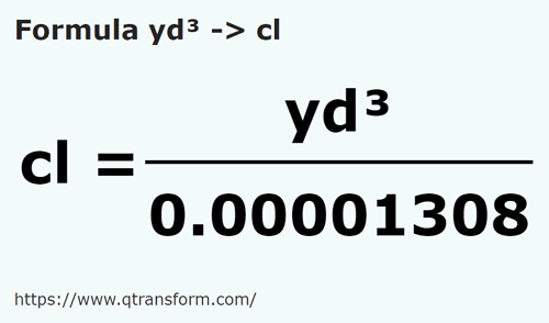 formula Jardas cúbicos em Centilitros - yd³ em cl
