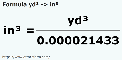 formula Jardas cúbicos em Polegadas cúbica - yd³ em in³