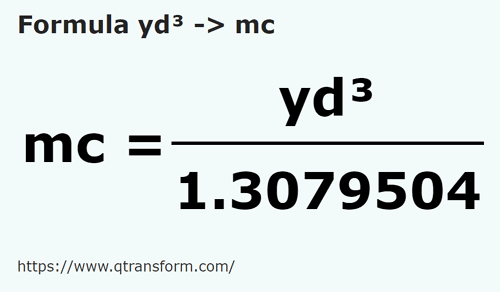 formule Yards cubes en Mètres cubes - yd³ en mc