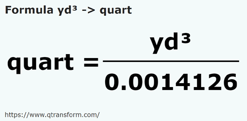 formule Yards cubes en Quart - yd³ en quart